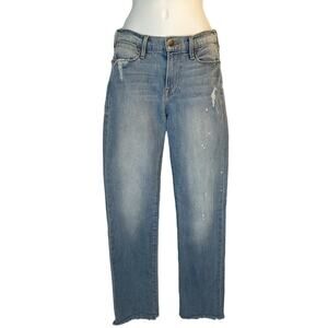 FRAME Denim Le High Straight Distressed Jeans Blue 26 or 2 Boyfriend